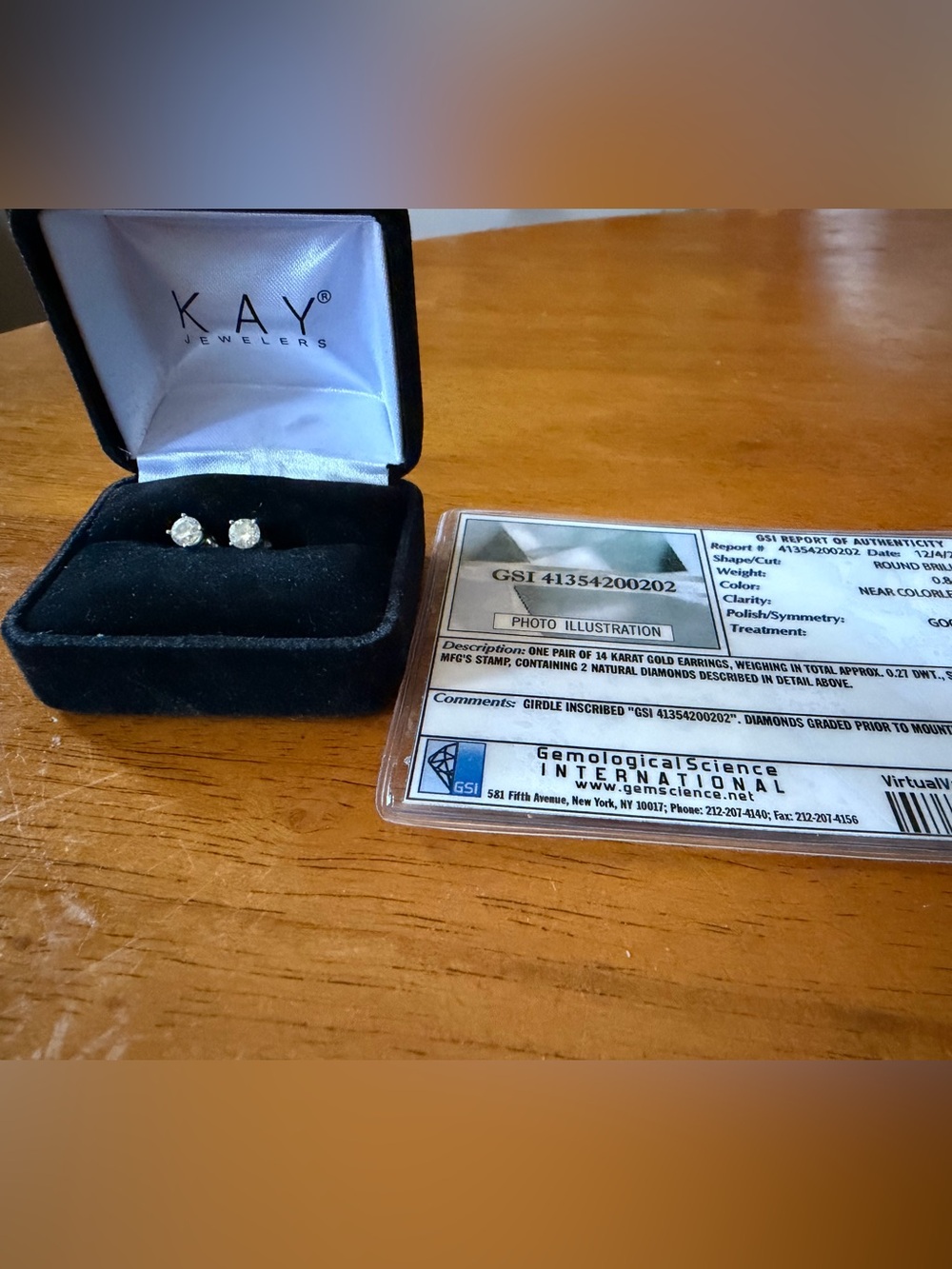 💎Kay’s .84ct 14kt white gold near colorless l1 natural diamond earrings